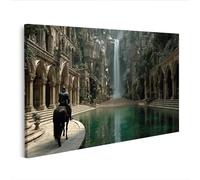 islandburner Imagen sobre lienzo Caballero solitario en el patio medieval con cascada - Edición J2