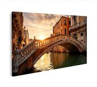 islandburner Imagen sobre lienzo Canal Veneciano al atardecer con puente y edificios históricos - Edición J5