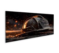 islandburner Imagen sobre lienzo casco de bombero con hacha y chispas brillantes Mural - Panorama