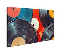 islandburner Imagen sobre lienzo colección de discos de vinilo coloridos para sala de estar amantes de la música tienda de música imágenes murales carteles