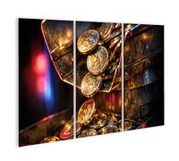 islandburner Imagen sobre lienzo de colores ranuras monedas Mural para los amantes del casino - 3 piezas