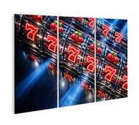 islandburner Imagen sobre lienzo de máquina tragaperras colorida con cerezas y siete como mural - 3 piezas