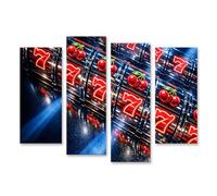 islandburner Imagen sobre lienzo de máquina tragaperras colorida con cerezas y siete como mural - 4 piezas