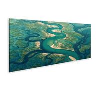 islandburner Imagen sobre lienzo Delta del río verde esmeralda en vista aérea - panorámica