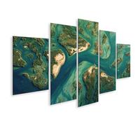 islandburner Imagen sobre lienzo Delta del río verde esmeralda Vista aérea de la naturaleza - 5 piezas