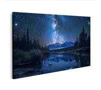 islandburner Imagen sobre lienzo Hermoso mural del cielo nocturno sobre un río - Edición B1