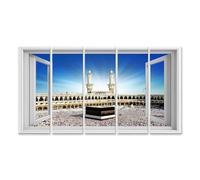 islandburner Imagen sobre lienzo La Meca Vista desde una ventana abierta a la Kaaba en el centro de la mezquita Cuadros Murales 160x80cm