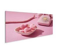 islandburner Imagen sobre lienzo Macarons Corazón Rosa en Cuenco con Decoración Vintage Teléfono - Panorama