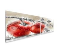 islandburner Imagen sobre lienzo Manzanas Vivas Obra de Arte para la Cocina - Perfecto para Gourmets - 2 Piezas