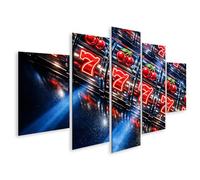 islandburner Imagen sobre lienzo máquina tragaperras colorida con cerezas y siete como mural - 5 piezas