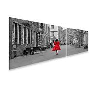 islandburner Imagen sobre lienzo mujer en vestido rojo en un callejón histórico - 2 piezas