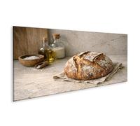 islandburner Imagen sobre lienzo Pan fresco en mesa de cocina minimalista Diseño rústico - Panorama