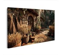 islandburner Imagen sobre lienzo Patio medieval con cereales y macetas - Edición I1