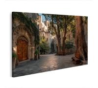 islandburner Imagen sobre lienzo Patio Medieval con Fortaleza y Árboles - Edición Z2