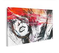 islandburner Imagen sobre lienzo Retrato artístico en rojo y negro con líneas dinámicas Cuadros Murales 100 x 57 cm