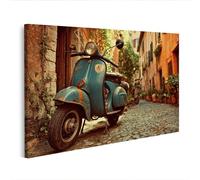 islandburner Imagen sobre lienzo Scooter clásico italiano en calle adoquinada - Edición A11