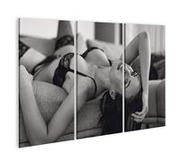 islandburner Imagen sobre lienzo Sexy Mujer Joven Ropa Interior Sofá Tumbado Negro Blanco Mural Sala de estar en casa Oficina Póster Imágenes GKVN-3Px