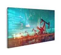 islandburner Imagen sobre lienzo Torres de extracción de petróleo con pantalla digital Diagramas financieros Mostrar aumento de costos Imágenes Murales Póster