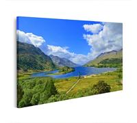 islandburner Imagen sobre lienzo Un paisaje pintoresco con montañas, un lago y una torre histórica - Edición V1