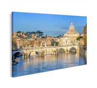 islandburner Imagen sobre lienzo Vaticano Roma Río Puente Basílica de San Pedro Panorama Viajes Fotografía Imágenes Murales 80 x 40 cm