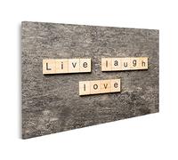 islandburner Imagen sobre lienzo vida risa amor palabra escrita amor laugh bloque de madera texto imágenes murales póster IKPM-1K