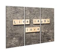 islandburner Imagen sobre lienzo vida risa amor palabra escrita amor laugh bloque de madera texto imágenes murales póster IKPM-3P