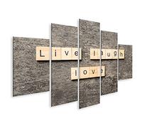islandburner Imagen sobre lienzo vida risa amor palabra escrita Love Laugh Live bloque de madera texto imágenes murales póster IKPM-MFP