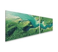 islandburner Imagen sobre lienzo Vista aérea de un delta del río esmeralda en el verde - 2 piezas