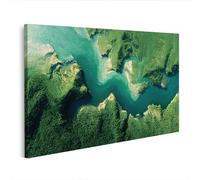 islandburner Imagen sobre lienzo Vista aérea de un delta del río esmeralda en el verde - Edición H2