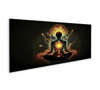 islandburner JAUW - Cuadro sobre lienzo para mujer sentada en pose del loto - Persona practicando yoga - Meditación - Energía Radia - Cuadros estampados - Mural - Decoración de pared