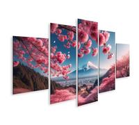 islandburner Mural Despertar de Primavera en Japón Flores de Cerezo y Fujiyama sobre lienzo imágenes Póster