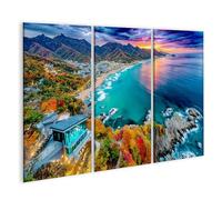 islandburner Mural sobre lienzo imagen panorámica de la costa este de Corea al amanecer - 3 piezas