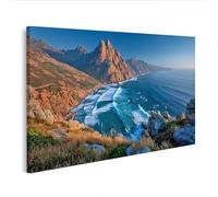 islandburner Mural sobre lienzo Paisaje costero con montañas y olas - para amantes de la naturaleza - Edición N1