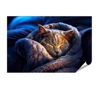 islandburner Póster de alta calidad, diseño de gato acogedor en el sueño, mural para dormitorio para amantes de los gatos - gran formato