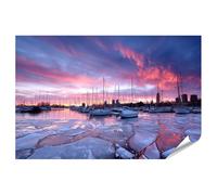 islandburner Póster de calidad prémium, diseño de puerto de ensueño en el aurora