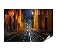 islandburner Póster de primera calidad, diseño romántico de tranvía de Lisboa para sala de estar para aficionados a los viajes, gran formato