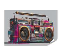 islandburner Póster premium colorido retro Boombox mural para amantes de la música - Estándar