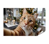 islandburner Póster premium con diseño de gato curioso en el árbol de Navidad, estándar