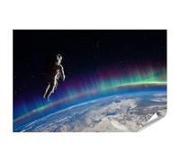 islandburner Póster premium de astronauta solitario sobre la Tierra con colorido cielo de Aurora - gran formato