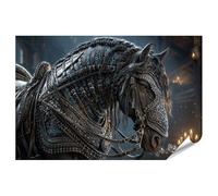 islandburner Póster premium de caballo místico en armadura, mural para sala de estar para amantes de la fantasía - estándar