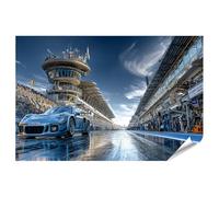 islandburner Póster premium de coche de carreras en el callejón de boxes en un evento de deportes de motor - gran formato