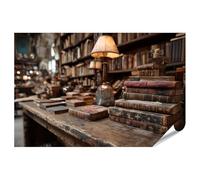 islandburner Póster premium de librería antigua en París con estantes de madera desgastados, formato grande