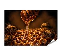 islandburner Póster premium de miel en panal con abejas fotografía de naturaleza - estándar