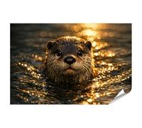 islandburner Póster premium de nutria curiosa en el agua, mural para amantes de los animales, estándar