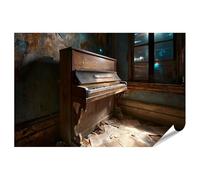 islandburner Póster premium de piano abandonado mural sala de estar para amantes de la música - estándar