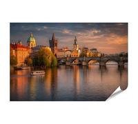 islandburner Póster premium de Puente de Carlos Praga al atardecer mural para su hogar - gran formato - Edición V1