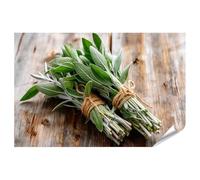 islandburner Póster premium de salvia fresca en madera rústica para cocina y decoración, edición estándar Y2