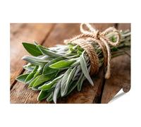 islandburner Póster premium de salvia fresca en madera rústica para la cocina, estándar
