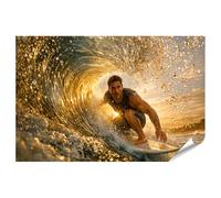 islandburner Póster premium de surfista en la ola al atardecer - Mural para amantes de los deportes - gran formato
