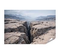 islandburner Póster premium de un paisaje seco con barrancos y montañas - gran formato
